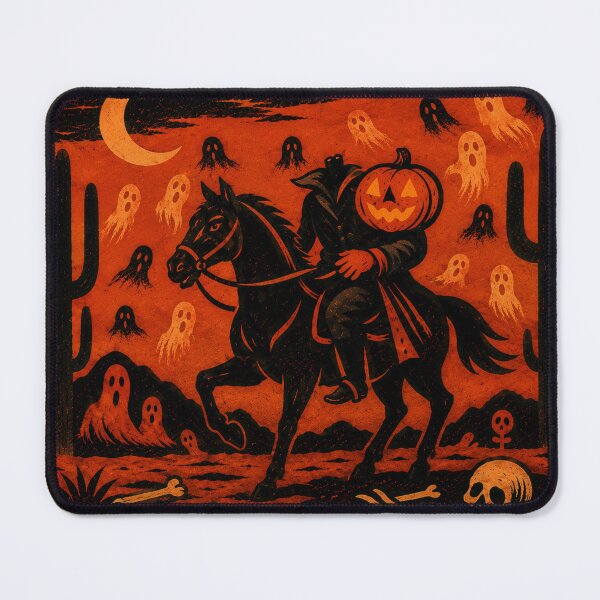 Item preview, Headless Horseman Desert Ghost Ride – Vintage Block-Print Western Art designed and sold by TheHorsemanRidesAgain.