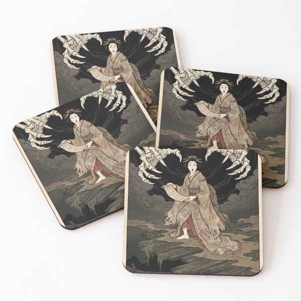 Item preview, Dark Ukiyo-e Princess Chanting Sorcery with Giant Skeleton designed and sold by TokyoUkiyoHouse.