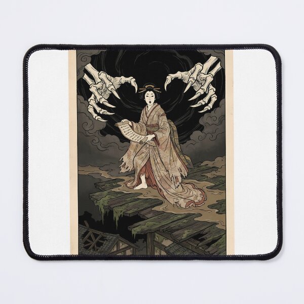 Item preview, Dark Ukiyo-e Princess Chanting Sorcery with Giant Skeleton designed and sold by TokyoUkiyoHouse.