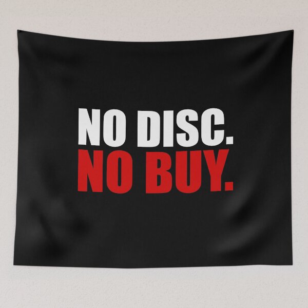 Item preview, no disc no buy gamer t shirt physical media preservation graphic tee designed and sold by AboveTheVillage.