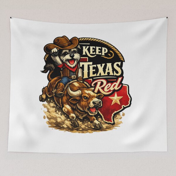 Item preview, Keep TX Red dog riding bull rodeo  designed and sold by KeepTXRed.