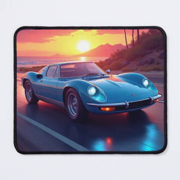 Item preview, Crystal Blue Retro Sports Car at Sunset | Vintage Racing Aesthetic designed and sold by PrincessJStudio.