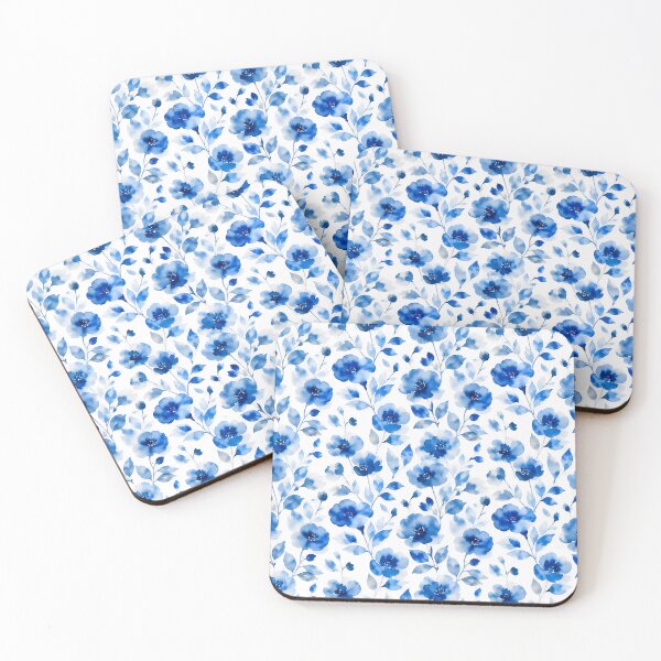 Item preview, Elegant Blue Watercolor Floral Seamless Pattern designed and sold by zenjiinspired.