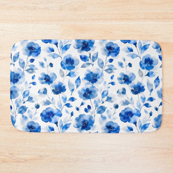 Item preview, Elegant Blue Watercolor Floral Seamless Pattern designed and sold by zenjiinspired.