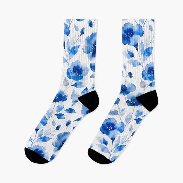 Item preview, Elegant Blue Watercolor Floral Seamless Pattern designed and sold by zenjiinspired.