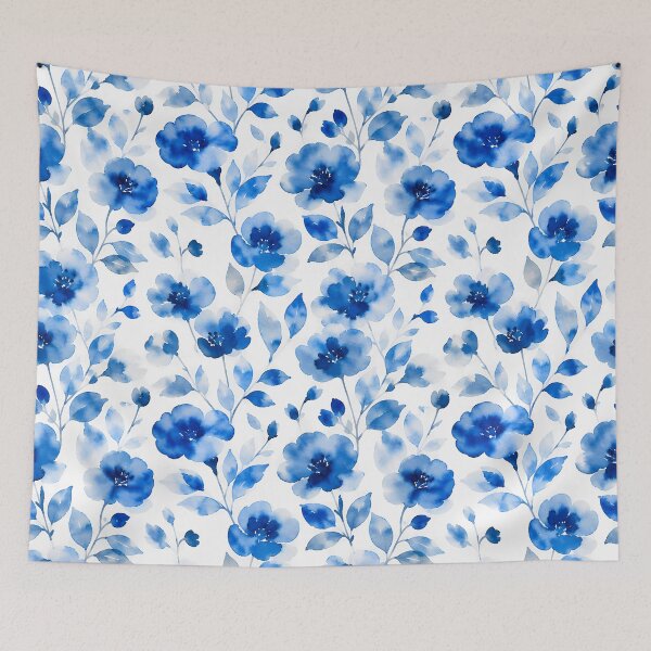 Item preview, Elegant Blue Watercolor Floral Seamless Pattern designed and sold by zenjiinspired.