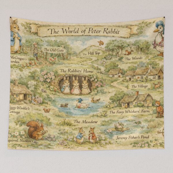 Item preview, Peter Rabbit Map Cottagecore Illustration for Storybook Lovers designed and sold by RickE.