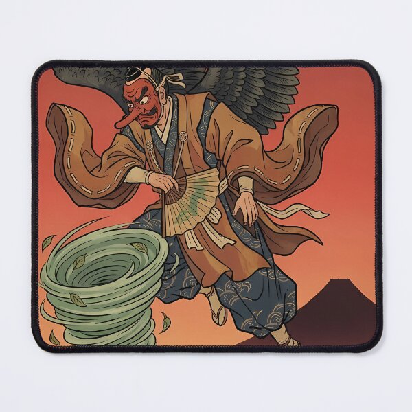 Item preview, Traditional Ukiyo-e Tengu Mountain Demon Releasing Tornado with Mount Fuji designed and sold by TokyoUkiyoHouse.
