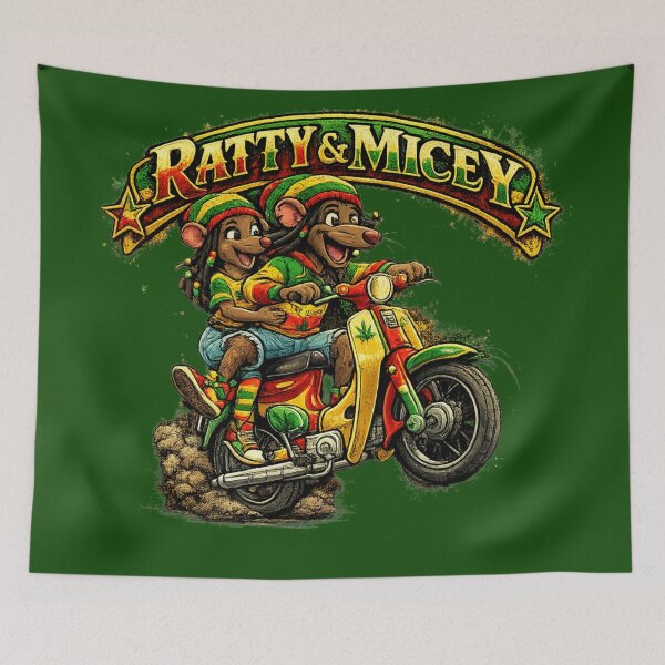 Item preview, Ratty and Micey Reggae Scooter Ride – Rasta Mice Cartoon designed and sold by digitalbob60.