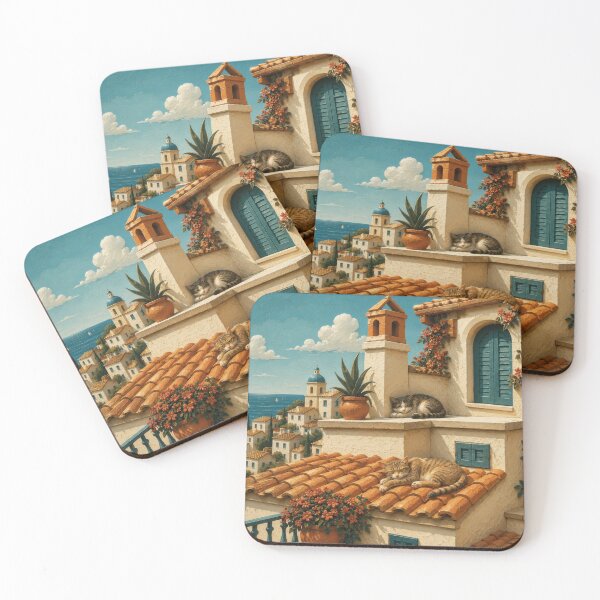 Item preview, Cats Resting on Sunlit Terrace designed and sold by Andy Gambino Art.