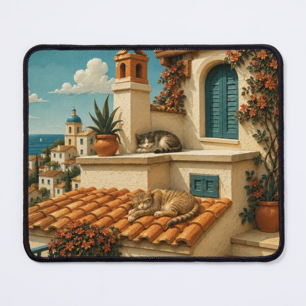 Item preview, Cats Resting on Sunlit Terrace designed and sold by Andy Gambino Art.