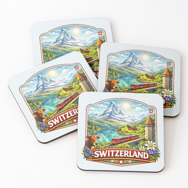Item preview, Switzerland - Alpine Lake and Swiss Train designed and sold by Myra365Art.