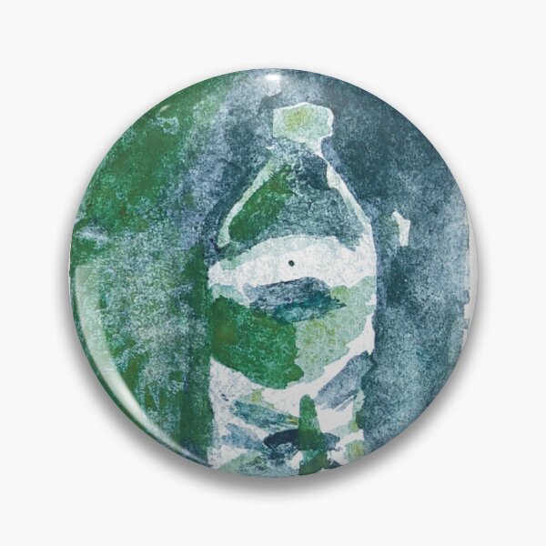 Item preview, Green and Blue Water Bottle Gouache Still Life Painting designed and sold by YGA Studio.