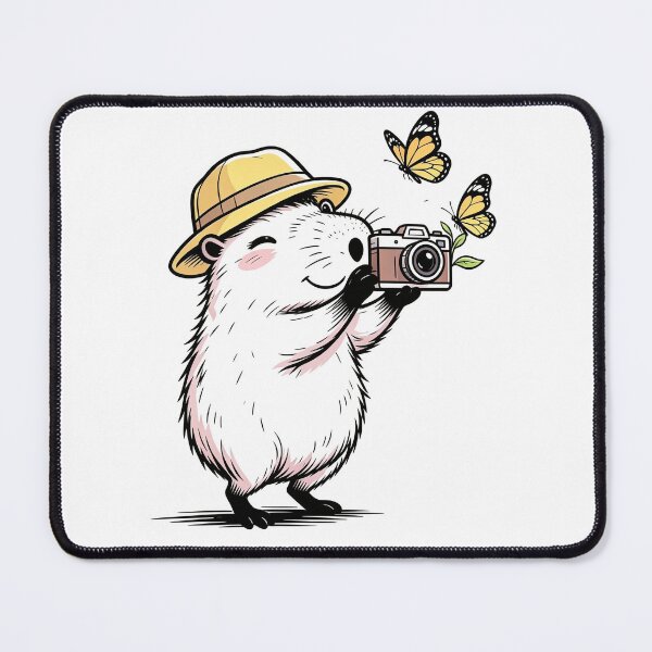 Item preview, Cute Photographer Capybara - Vintage Camera & Butterflies Art designed and sold by ZINO WORLD.