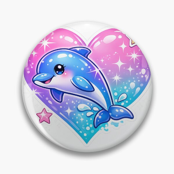 Item preview, Dolphin Heart Y2K Retro Cute Aesthetic Kawaii Design designed and sold by ArtPrintPov.