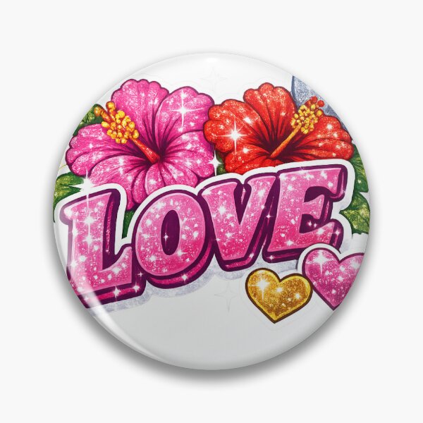 Item preview, Y2K Retro Love Hibiscus Glitter Cute Girly Aesthetic Design designed and sold by ArtPrintPov.