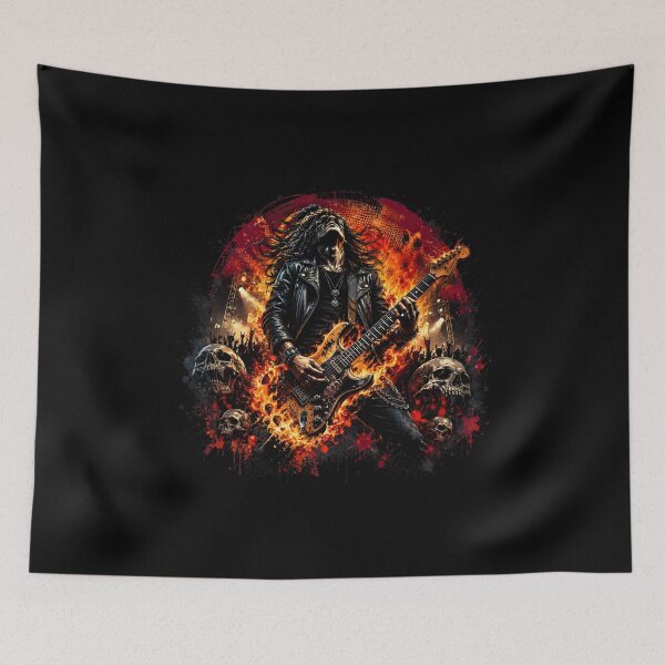 Item preview, Fire Guitar Rock Legend Heavy Metal T-Shirt designed and sold by Bizon2910.