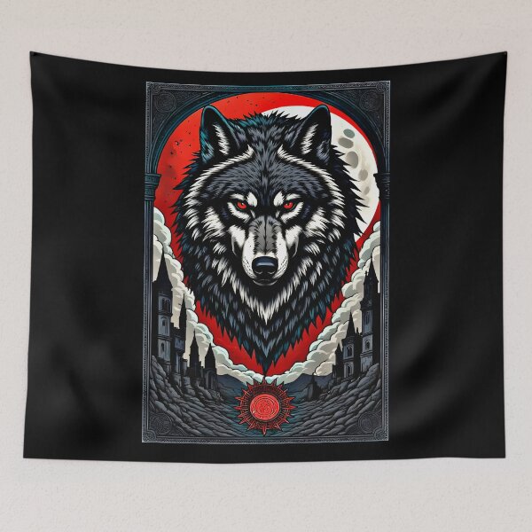 Item preview, Gothic Red Moon Wolf – Dark Fantasy Castle Tarot Art designed and sold by Neer arts.