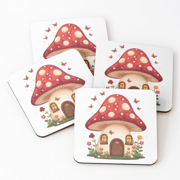 Item preview, Whimsical Red Mushroom Fairy House Fantasy Art designed and sold by redblink store.