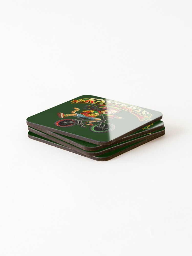 Thumbnail 4 of 5, Coasters (Set of 4), Katty Ras Rastafarian Cat BMX Rider designed and sold by digitalbob60.