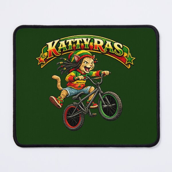 Item preview, Katty Ras Rastafarian Cat BMX Rider designed and sold by digitalbob60.