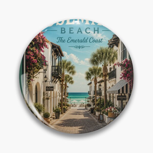 Item preview, Rosemary Beach | The Emerald Coast Vintage Travel Poster designed and sold by piketo.
