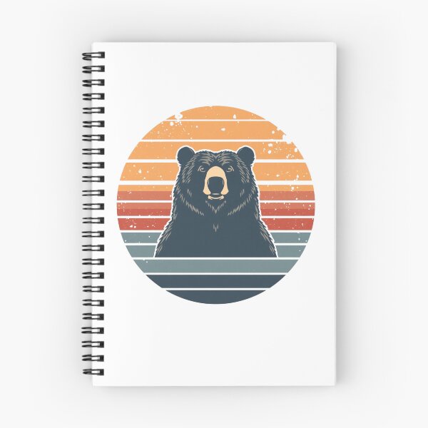 Item preview, Retro Vintage Bear Silhouette Sunset Stripes 70s Style Wildlife Nature Art designed and sold by redblink store.