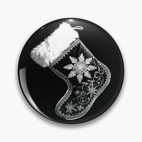 Item preview, Ornate Victorian Christmas Stocking – Black and White Snowflake Holiday Design designed and sold by inkoutninja.