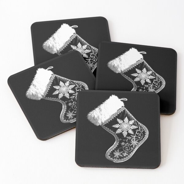 Item preview, Ornate Victorian Christmas Stocking – Black and White Snowflake Holiday Design designed and sold by inkoutninja.