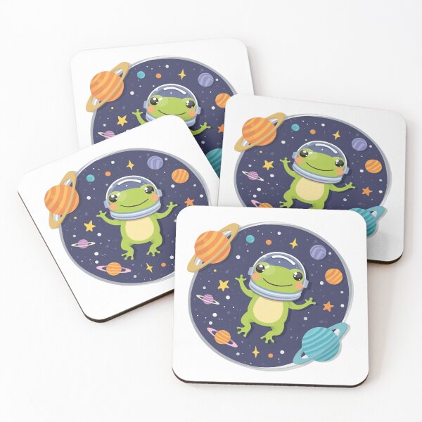 Item preview, Cute Space Frog Astronaut in Outer Space with Planets Stars Kawaii Animal Art designed and sold by redblink store.