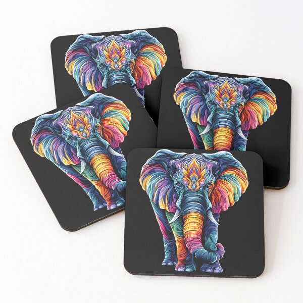 Item preview, Rainbow Geometric Elephant Colorful Wildlife Illustration designed and sold by Boddicca.