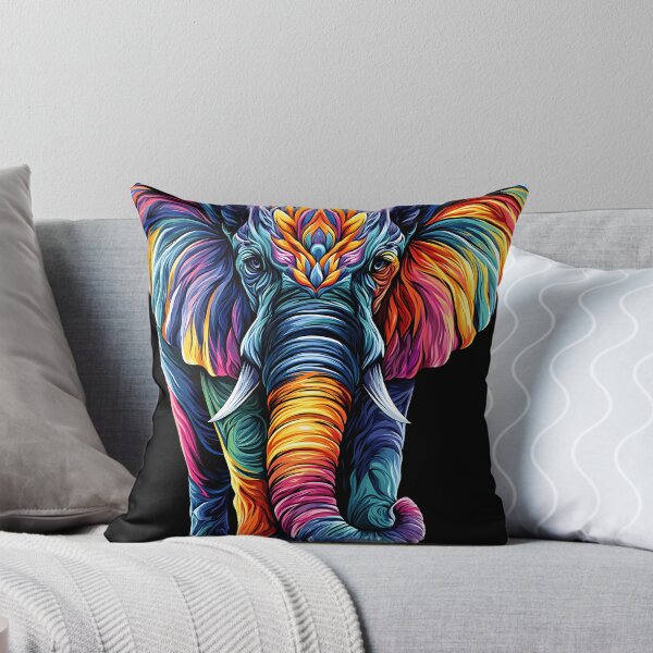 Item preview, Rainbow Geometric Elephant Colorful Wildlife Illustration designed and sold by Boddicca.
