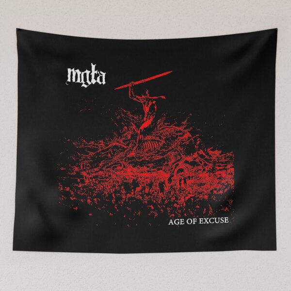Item preview, Red Silhouette With White Metal Typography designed and sold by GloomRooms.