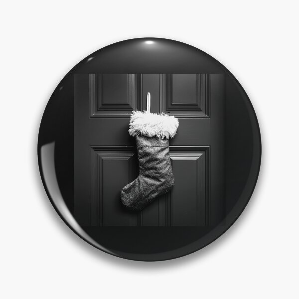 Item preview, Black Christmas Stocking on Door – Elegant Monochrome Holiday Decor designed and sold by inkoutninja.