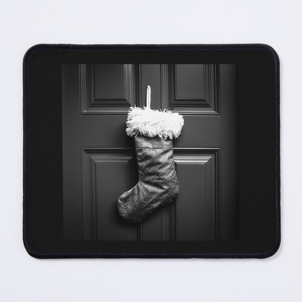 Item preview, Black Christmas Stocking on Door – Elegant Monochrome Holiday Decor designed and sold by inkoutninja.