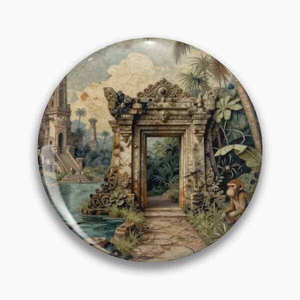 Item preview, Jungle Ruins Temple with Animals Collage designed and sold by Pioneer Spirit Market.