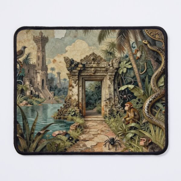Item preview, Jungle Ruins Temple with Animals Collage designed and sold by Pioneer Spirit Market.