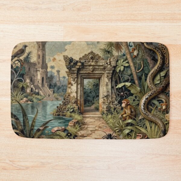 Item preview, Jungle Ruins Temple with Animals Collage designed and sold by Pioneer Spirit Market.