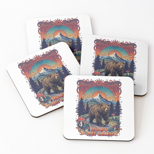 Item preview, Roads Are Calling - Vintage Grizzly Bear Nature Art designed and sold by Skyrocketz.