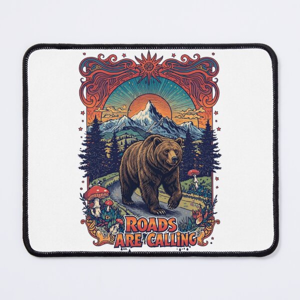 Item preview, Roads Are Calling - Vintage Grizzly Bear Nature Art designed and sold by Skyrocketz.