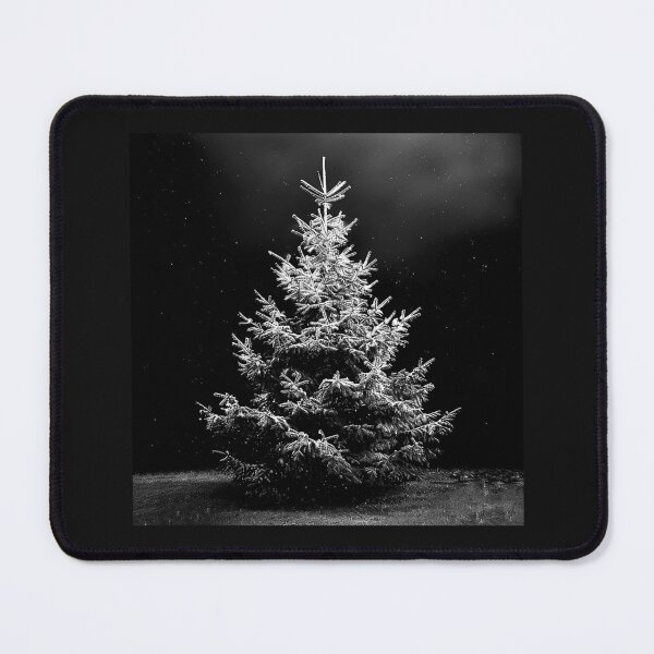 Item preview, Snow Covered Christmas Tree – Black and White Winter Holiday Scene designed and sold by inkoutninja.