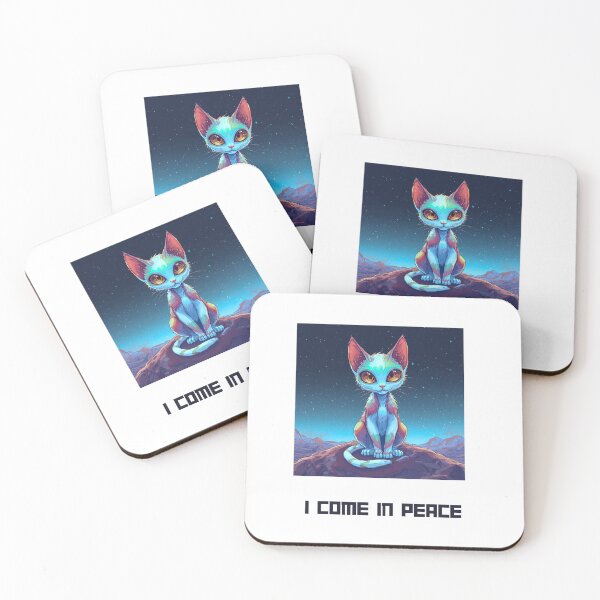 Item preview, I Come In Peace Space Alien Cat designed and sold by Good Day Design.
