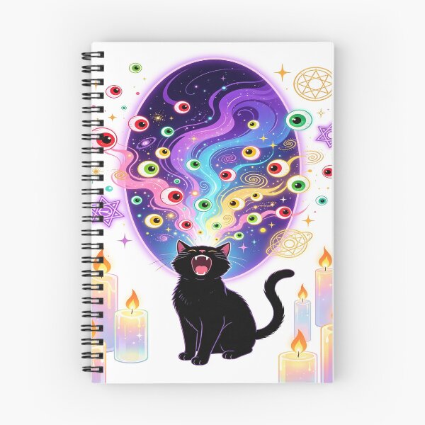 Item preview, Cosmic Witch Black Cat - Psychedelic Portal and Pastel Candles Art designed and sold by Chaos world.