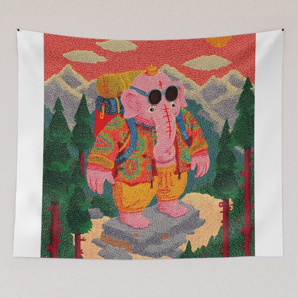 Item preview, Cool Streetwear Pink Elephant Sunset Hiker Pop Art designed and sold by PANNARUK THAILAND.
