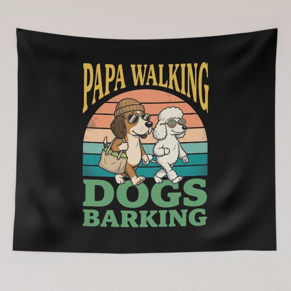 Item preview, Papa Walking Dogs Barking Retro Sunset designed and sold by GiaoCalonas.