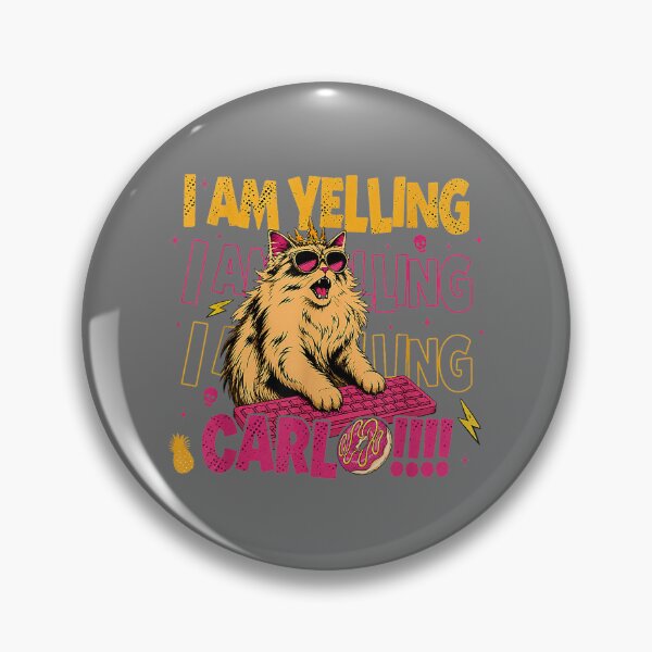 Item preview, I Am Yelling Carl Screaming Cat Meme Graphic Goddammit Donut designed and sold by KristineLi.