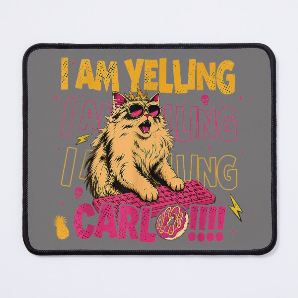 Item preview, I Am Yelling Carl Screaming Cat Meme Graphic Goddammit Donut designed and sold by KristineLi.