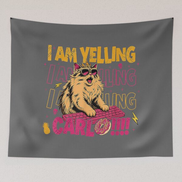 Item preview, I Am Yelling Carl Screaming Cat Meme Graphic Goddammit Donut designed and sold by KristineLi.