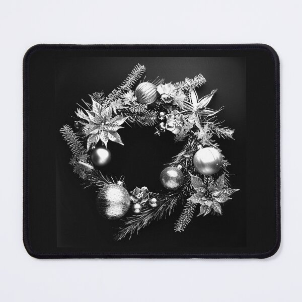 Item preview, Elegant Christmas Wreath with Ornaments – Black and White Holiday Floral Design designed and sold by inkoutninja.