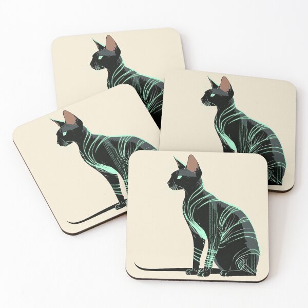 Item preview, Cyberpunk Neon Sphynx Cat - Radioactive Green Goth designed and sold by Artmugic.
